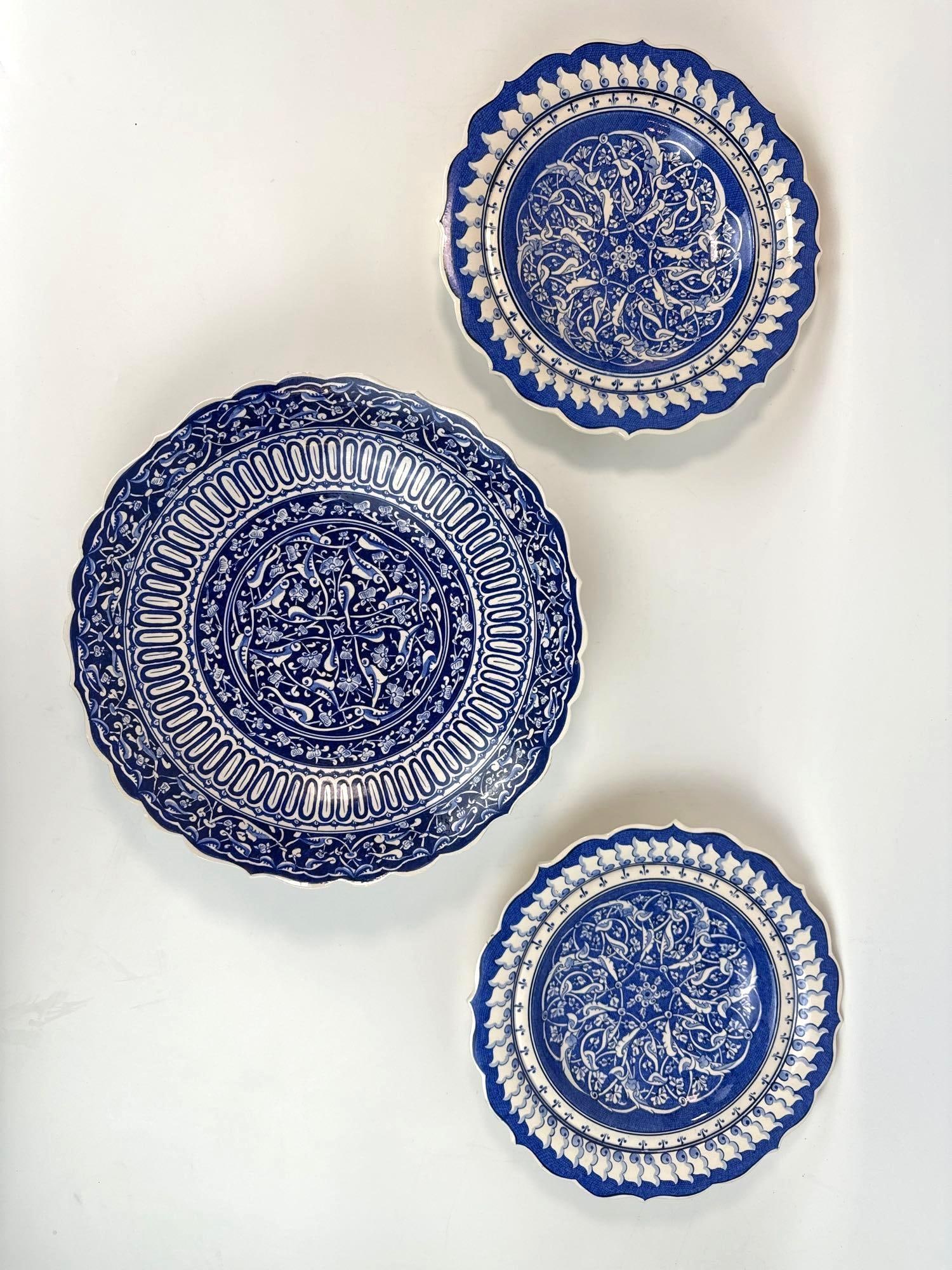 TURKISH IZNIK STYLE BLUE AND WHITE CERAMIC PLATES (1 of 16)
