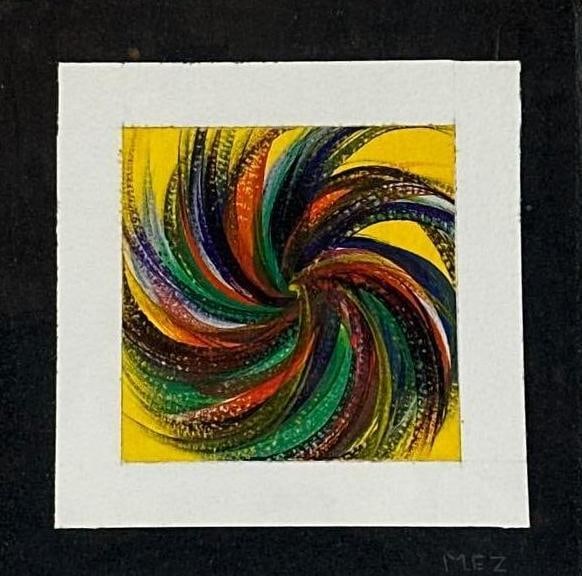 Gemini said VINTAGE SIGNED "MEZ" CONTEMPORARY ABSTRACT SWIRL PAINTING (1 of 6)