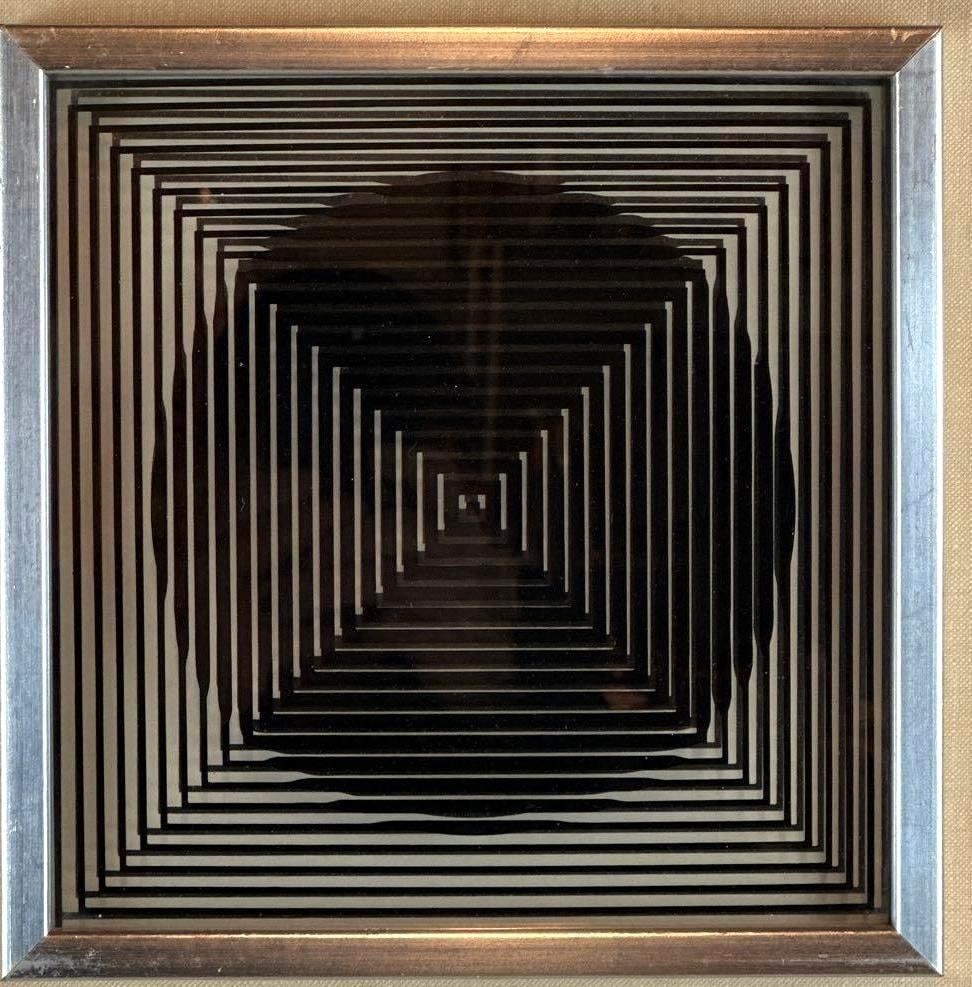 VICTOR VASARELY ATTR. KINETIC GLASS MULTIPLE WALL ART (1 of 6)