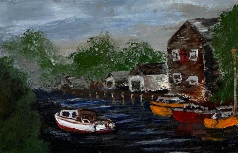 P. SEIDMAN SIGNED HARBOR SCENE OIL PAINTING (1 of 8)