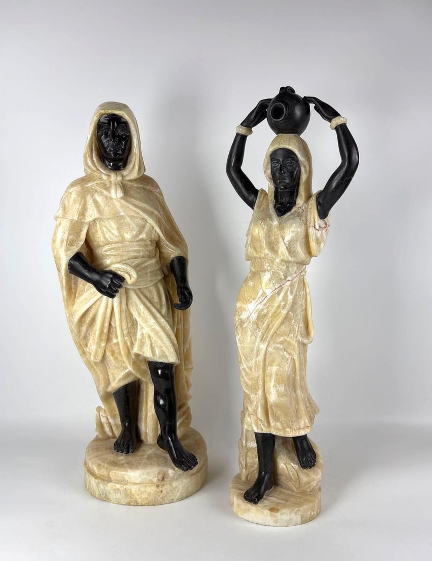 PAIR OF ITALIAN MARBLE ORIENTALIST SCULPTURES (1 of 12)