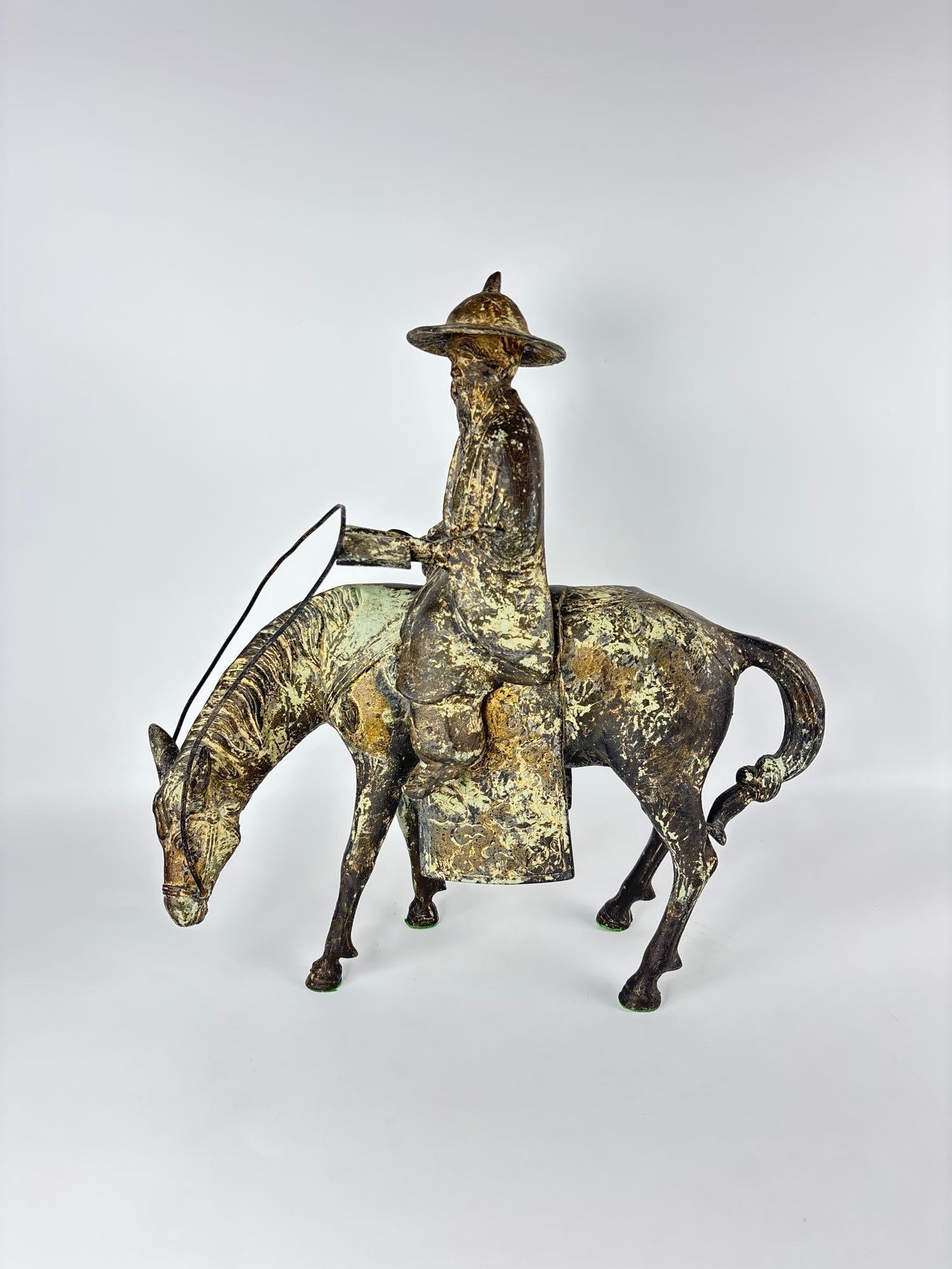 WILDWOOD IMPORTS JAPANESE CAST IRON SCHOLAR ON HORSEBACK SCULPTURE (1 of 10)