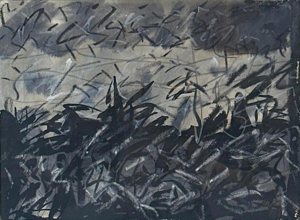 MINDY WEIS ABSTRACT EXPRESSIONIST WATERCOLOR ON PAPER 1981: *Approximate Dimensions: 9” x 12”; frame: 11” x 14” Artist or Maker: Unknown Provenance: From a New York Collector Notes: