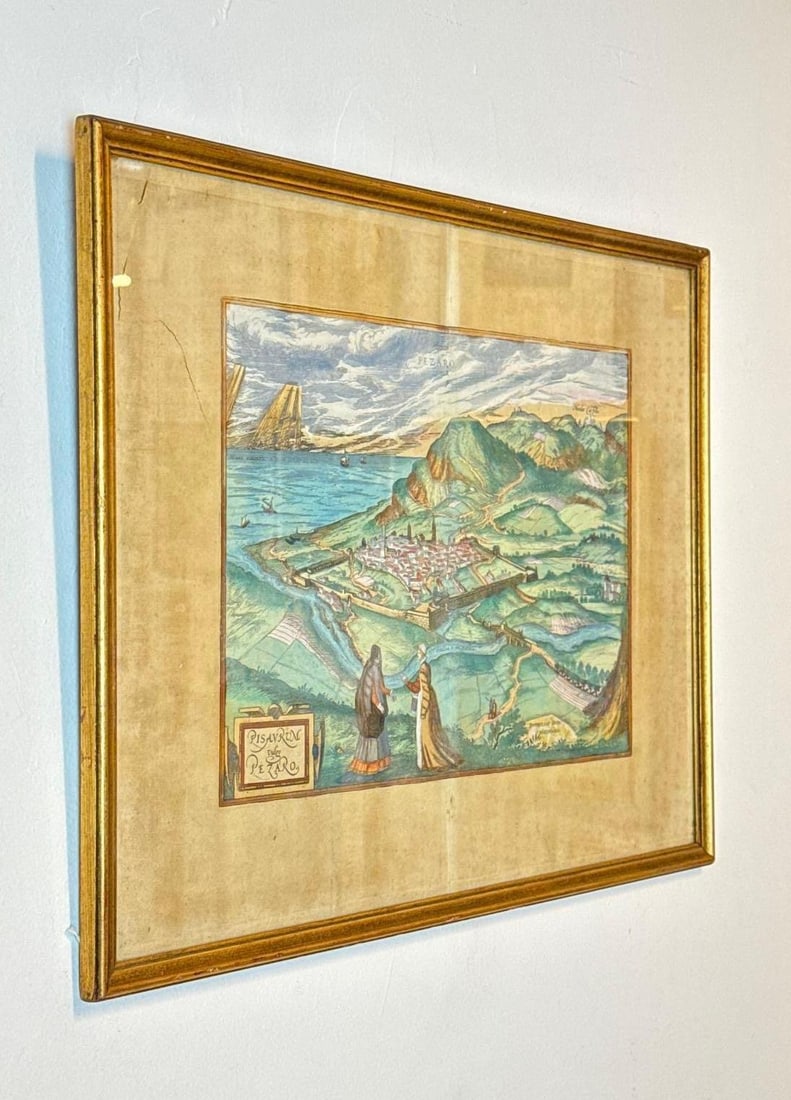 GEORG BRAUN & FRANS HOGENBERG PISAURUM VULGO PEZARO 1598 ENGRAVED MAP - 4