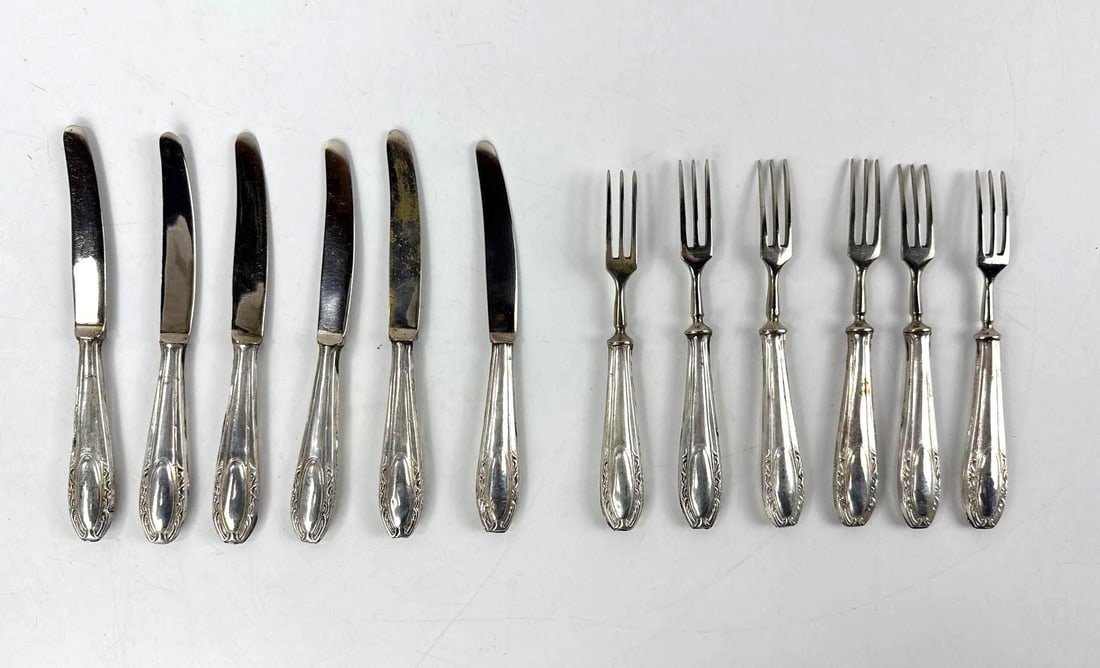 800 SILVER DESSERT FRUIT FLATWARE SET - 10