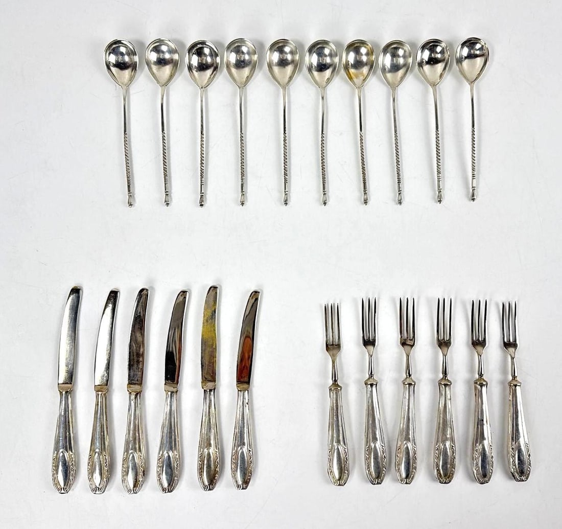 800 SILVER DESSERT FRUIT FLATWARE SET (1 of 17)