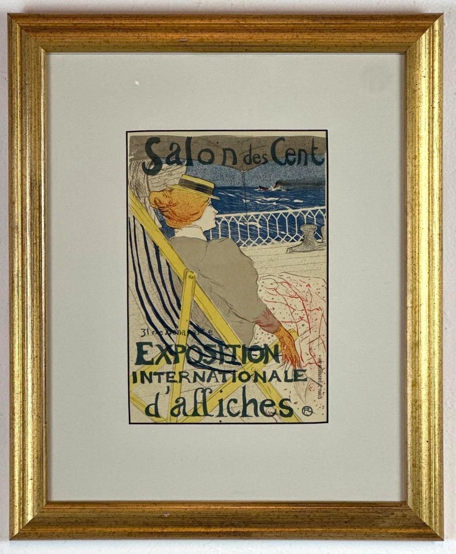 HENRI DE TOULOUSE-LAUTREC MOURLOT FRERES LITHOGRAPH: Framed 1950 lithographic restrike of La Passagere Salon des Cents printed by Mourlot Freres Approximate Dimensions: 8.75"L X 6"W;Frame 15.75"L X 13"W Artist or Maker: after Toulouse-La