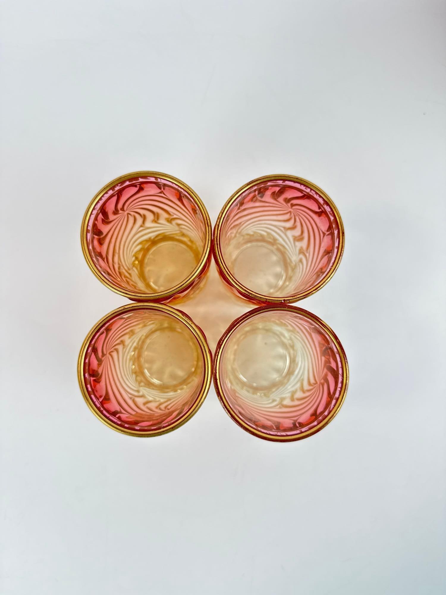 BACCARAT FRANCE CRYSTAL AMBERINA SWIRL PITCHER & TUMBLER SET - 13