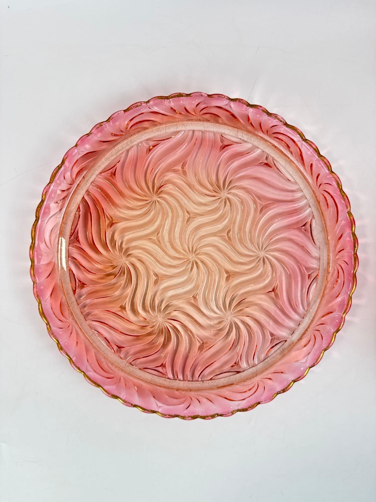 BACCARAT FRANCE CRYSTAL AMBERINA SWIRL PITCHER & TUMBLER SET - 14