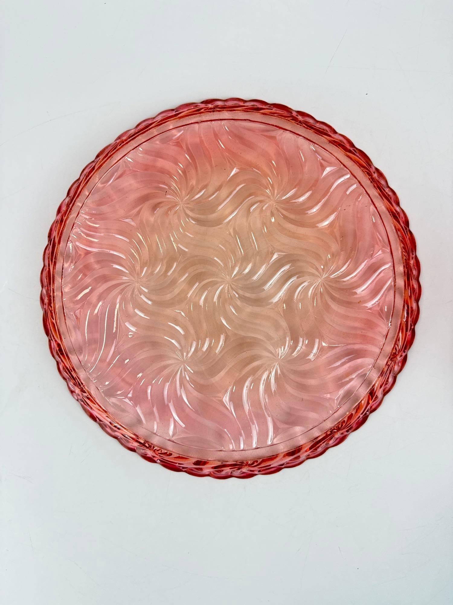 BACCARAT FRANCE CRYSTAL AMBERINA SWIRL PITCHER & TUMBLER SET - 17