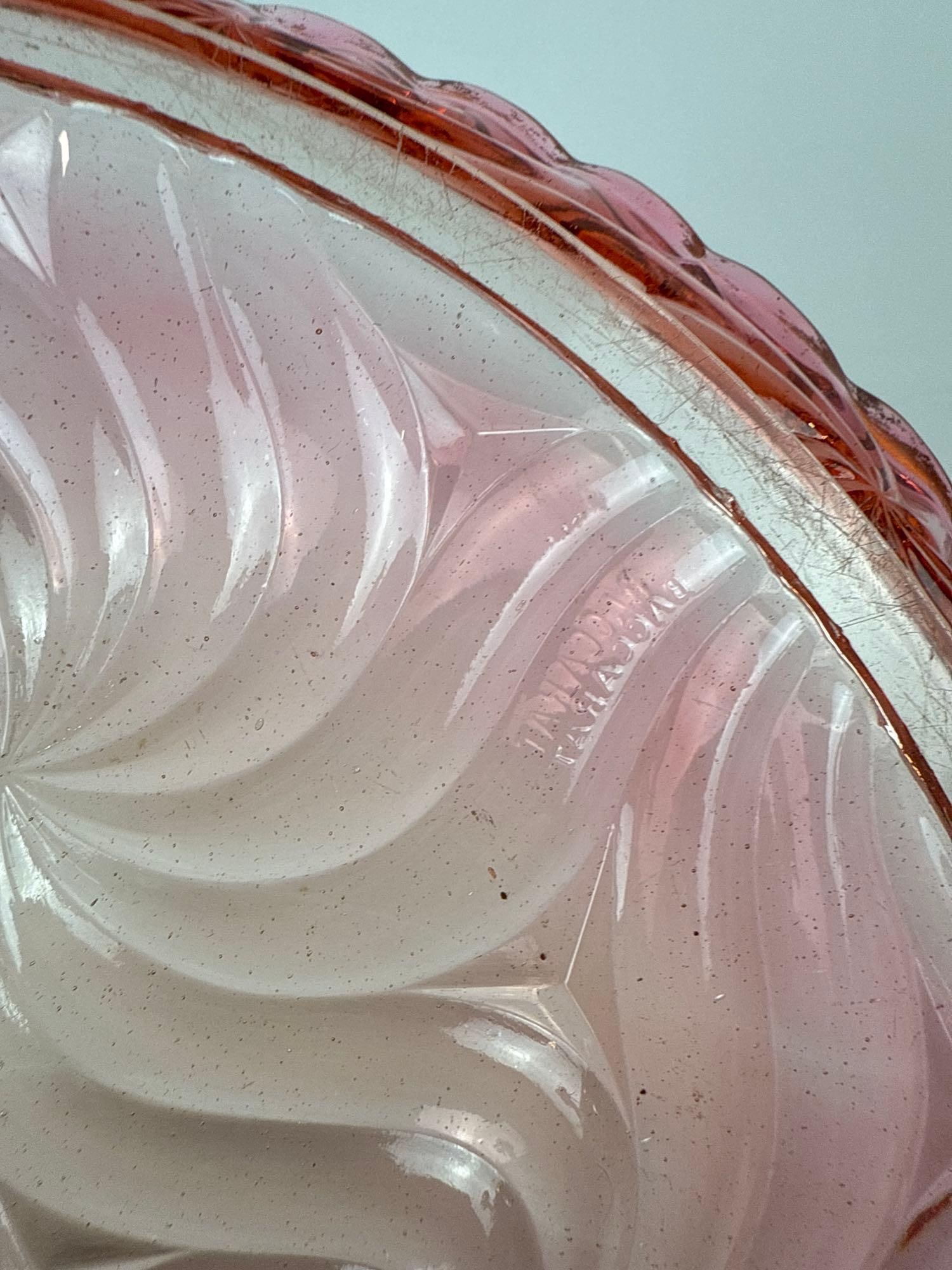 BACCARAT FRANCE CRYSTAL AMBERINA SWIRL PITCHER & TUMBLER SET - 18