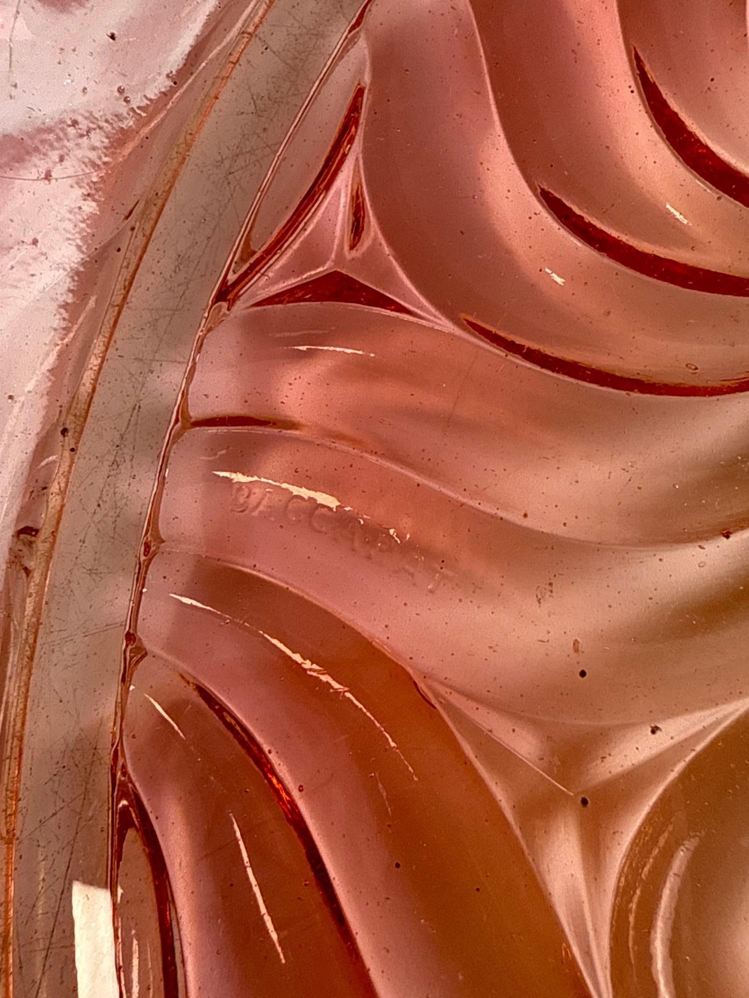 BACCARAT FRANCE CRYSTAL AMBERINA SWIRL PITCHER & TUMBLER SET - 20