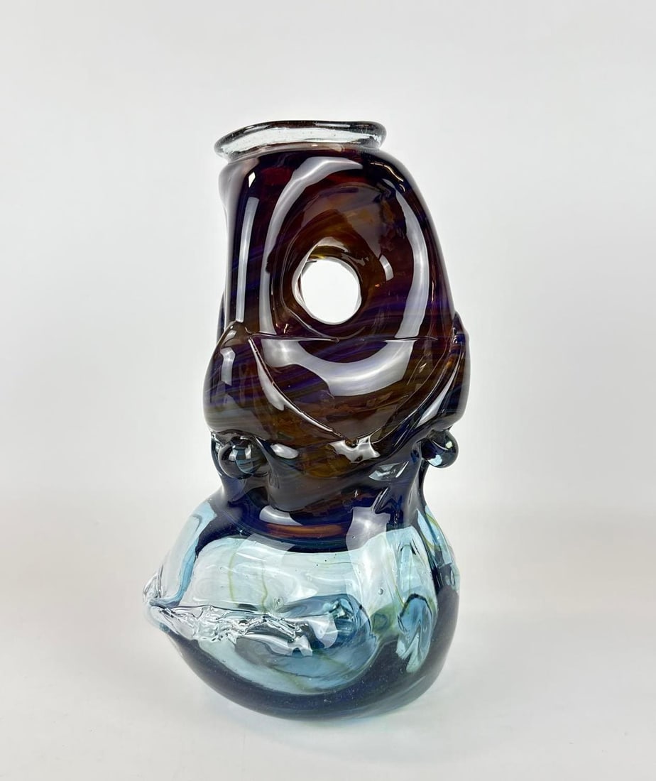 PETER BRAMHALL SIGNED STUDIO ART GLASS ORB SCULPTURE 9/2/71 (1 of 15)