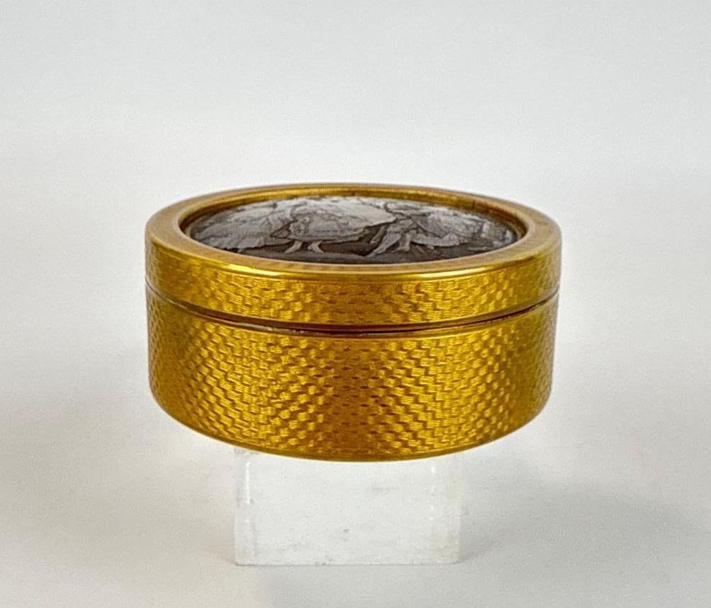 ANTIQUE FRENCH BRONZE AND REPOUSSE BAPTISM SCENE CIRCULAR SNUFF BOX (1 of 10)