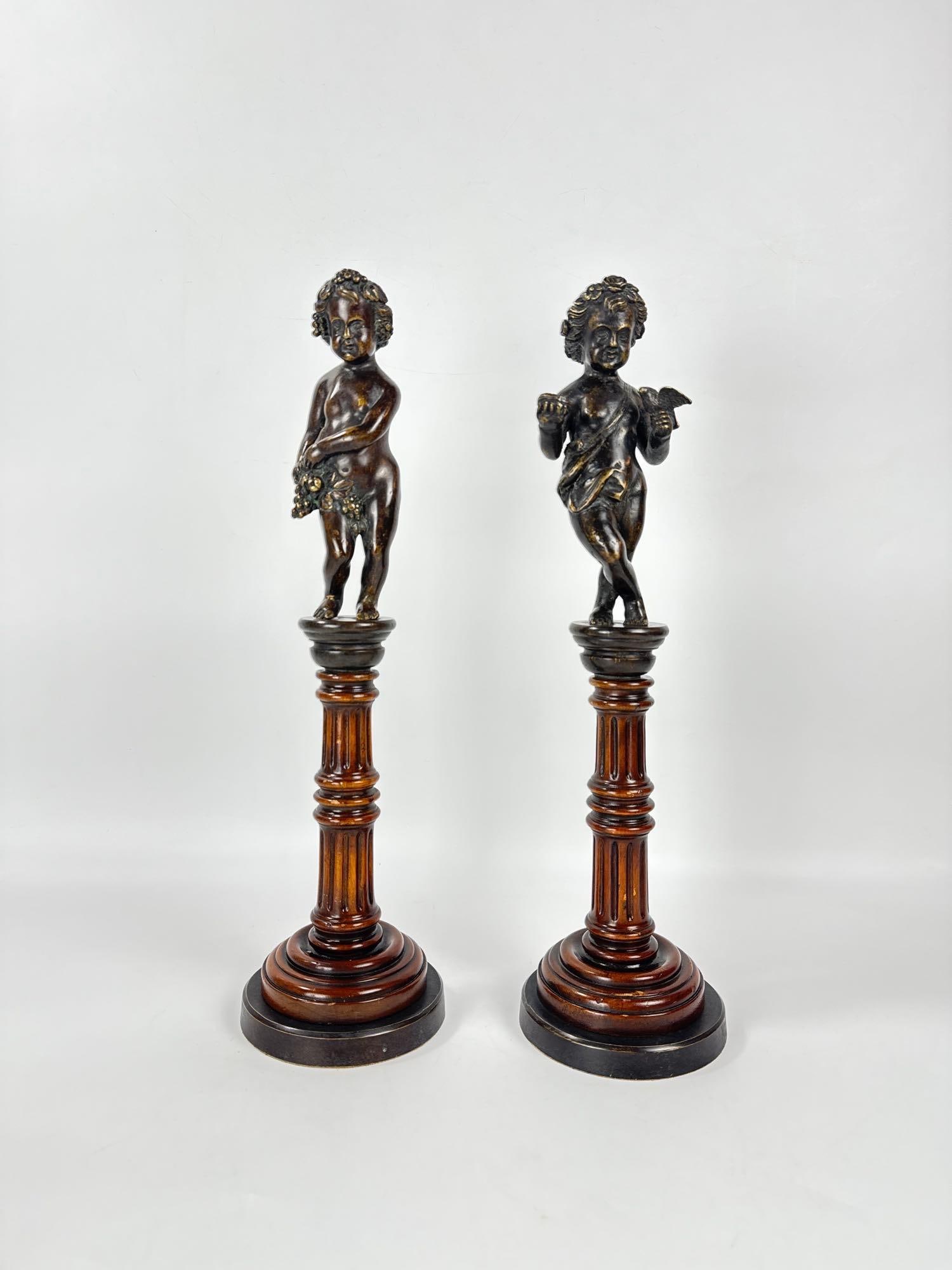 PAIR OF FRENCH EMPIRE STYLE BRONZE PUTTI FIGURES (1 of 10)