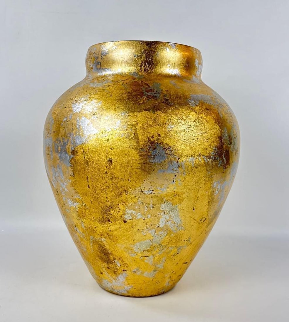 CONTEMPORARY GOLD LEAF FINISH CERAMIC URN VASE (1 of 8)