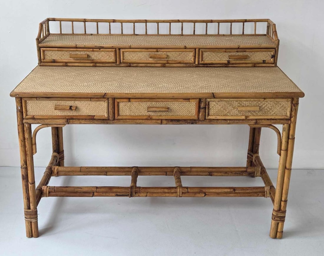 VINTAGE BAMBOO AND RATTAN DESK (1 of 20)
