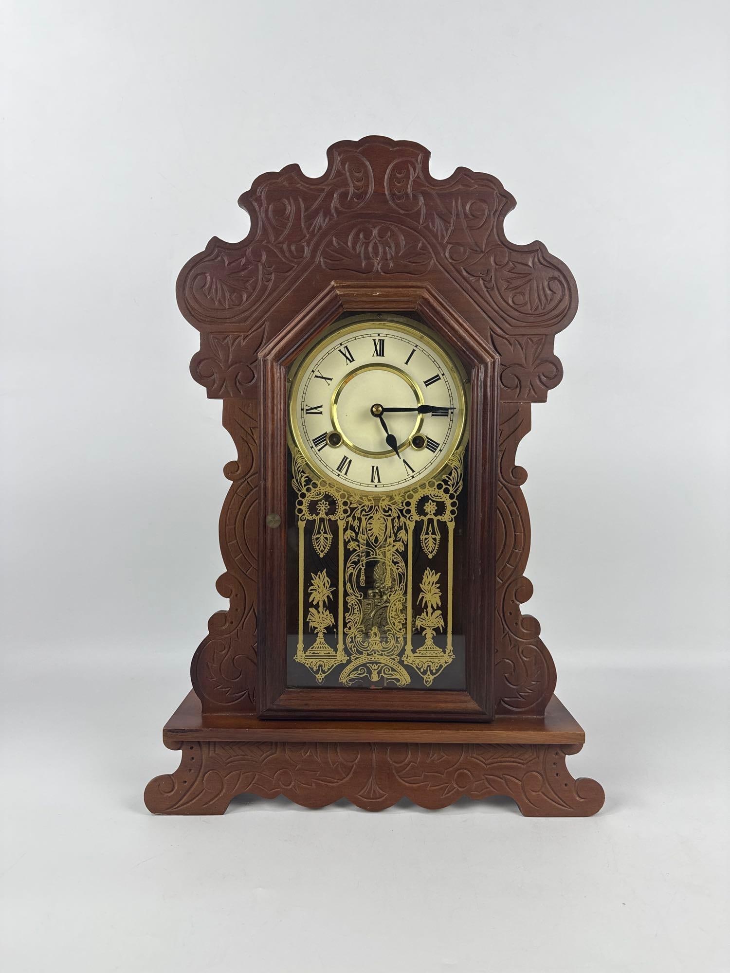 ANTIQUE VICTORIAN GINGERBREAD MANTEL CLOCK (1 of 8)