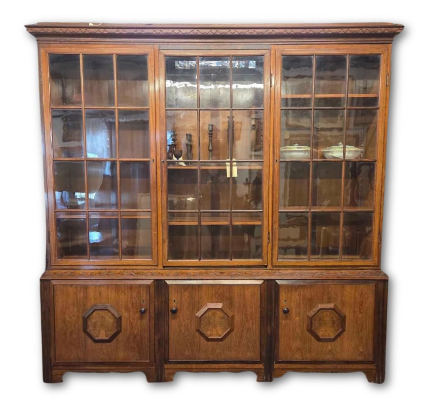 ANTIQUE FRENCH LOUIS PHILIPPE STYLE OAK BREAKFRONT BOOKCASE IN MAISON JANSEN STYLE (1 of 20)