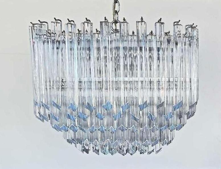 MID CENTURY MODERN FIVE TIER CHANDELIER WITH MURANO GLASS VENINI PRISM DROPS (1 of 12)