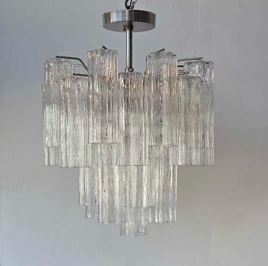MULTI-TIER CAMER MID CENTURY MURANO GLASS LIGHT FIXTURE CHANDELIER SEMI FLUSH MOUNT (1 of 10)