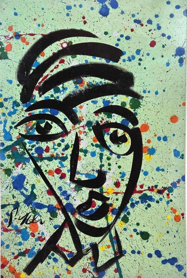 PETER ROBERT KEIL LARGE ORIGINAL ABSTRACT PORTRAIT PAINTING (1 of 9)