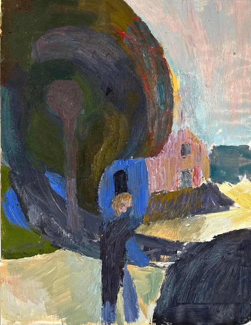STANLEY LEWIS (AMERICAN, B. 1941) SIGNED ORIGINAL OIL ON PAPER PAINTING: Rare perceptual abstract landscape study on paper by the Yale-educated master exhibiting characteristic heavy paint application and structural compositional marks. Note: This was examined out of the f