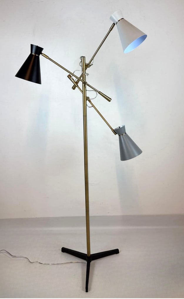 MID-CENTURY MODERN ITALIAN STYLE THREE-ARM TRIENNALE FLOOR LAMP (1 OF 2) (1 of 9)