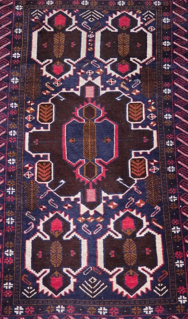AFGHAN BALUCHI HAND KNOTTED TRIBAL WOOL RUG (1 of 14)
