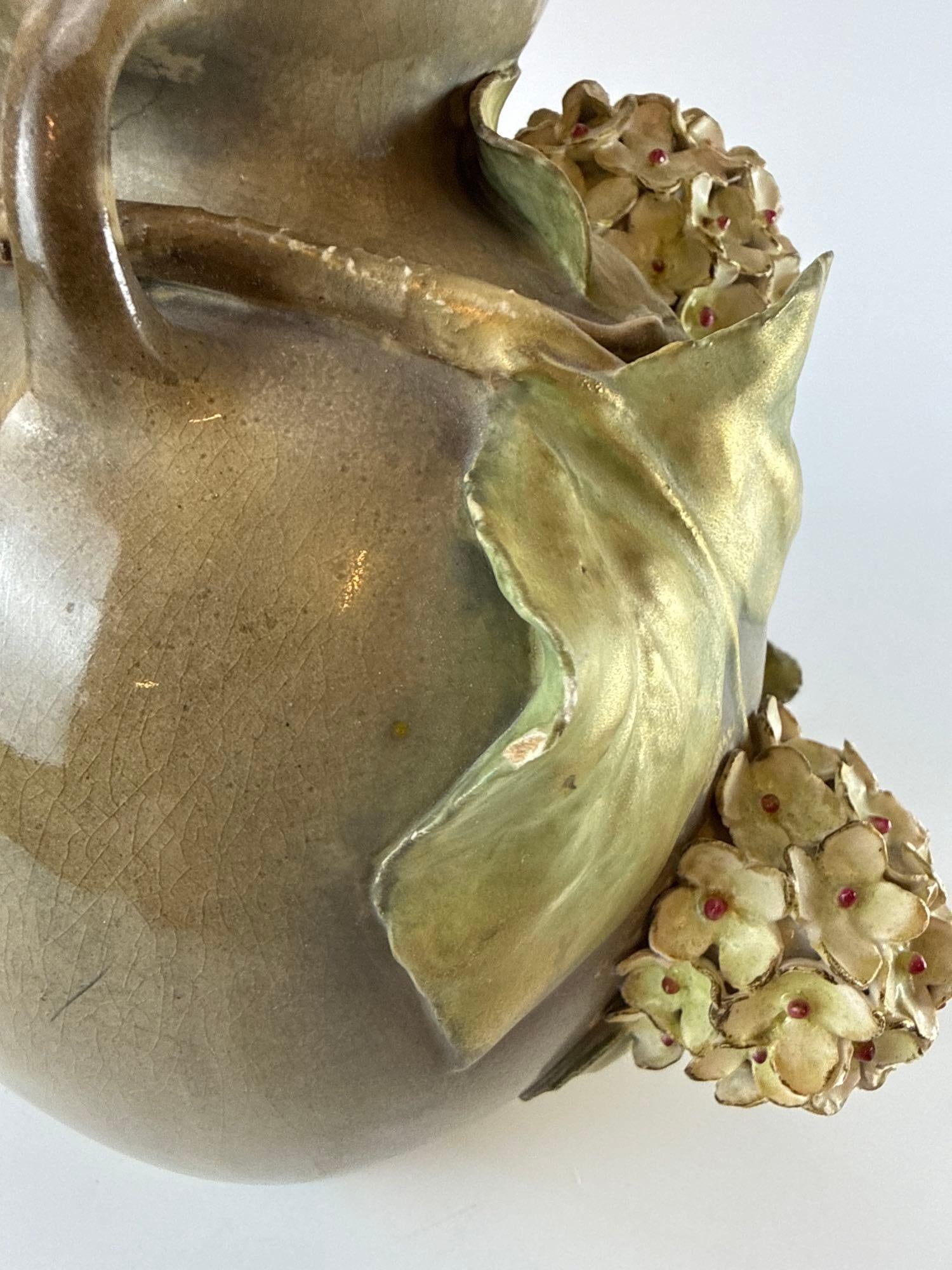 TEPLITZ AMPHORA SIGNED HYDRANGEA VASE - 7