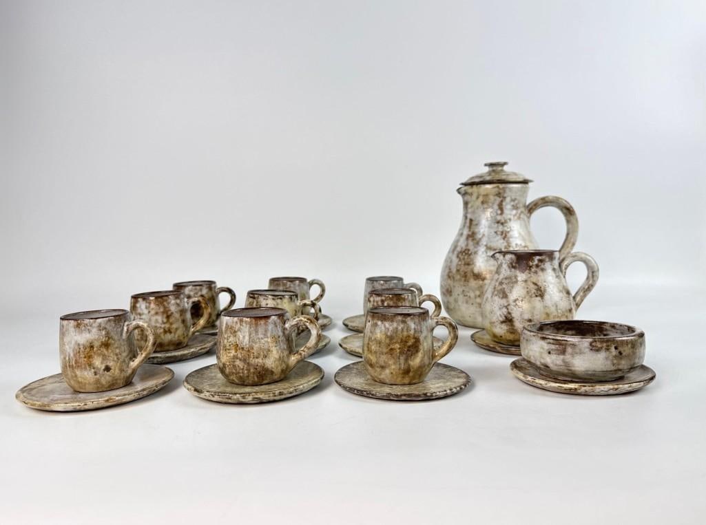 VINTAGE SIGNED ALEXANDRE KOSTANDA VALLAURIS STONEWARE SERVICE SET (1 of 19)