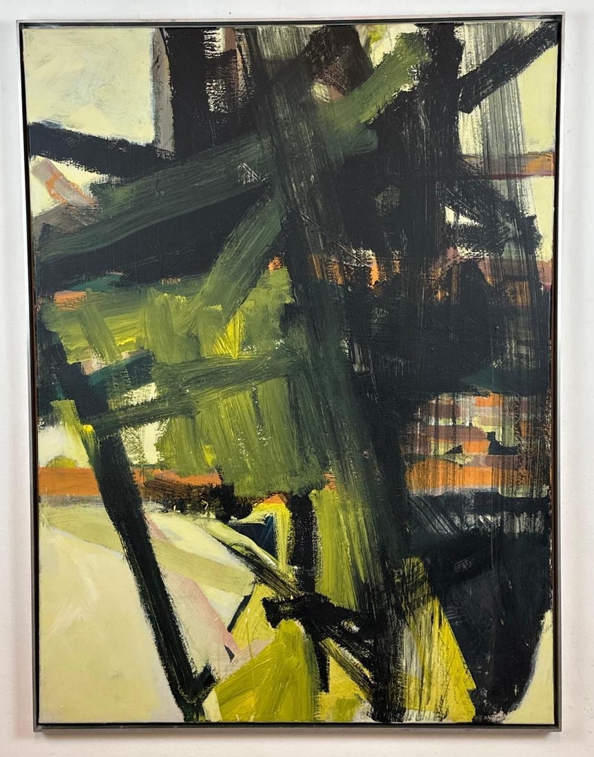 JAMES GRECO LARGE FRAMED ABSTRACT EXPRESSIONIST OIL PAINTING ON CANVAS (1 of 10)