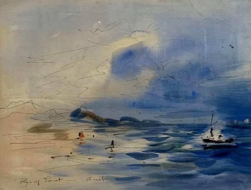 "FLYING POINT" SIGNED WATERCOLOR (1 of 8)