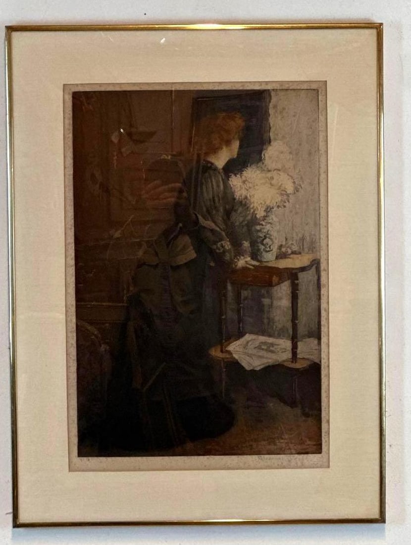MANUEL ROBBE HAND TINTED ETCHING SIGNED - 2