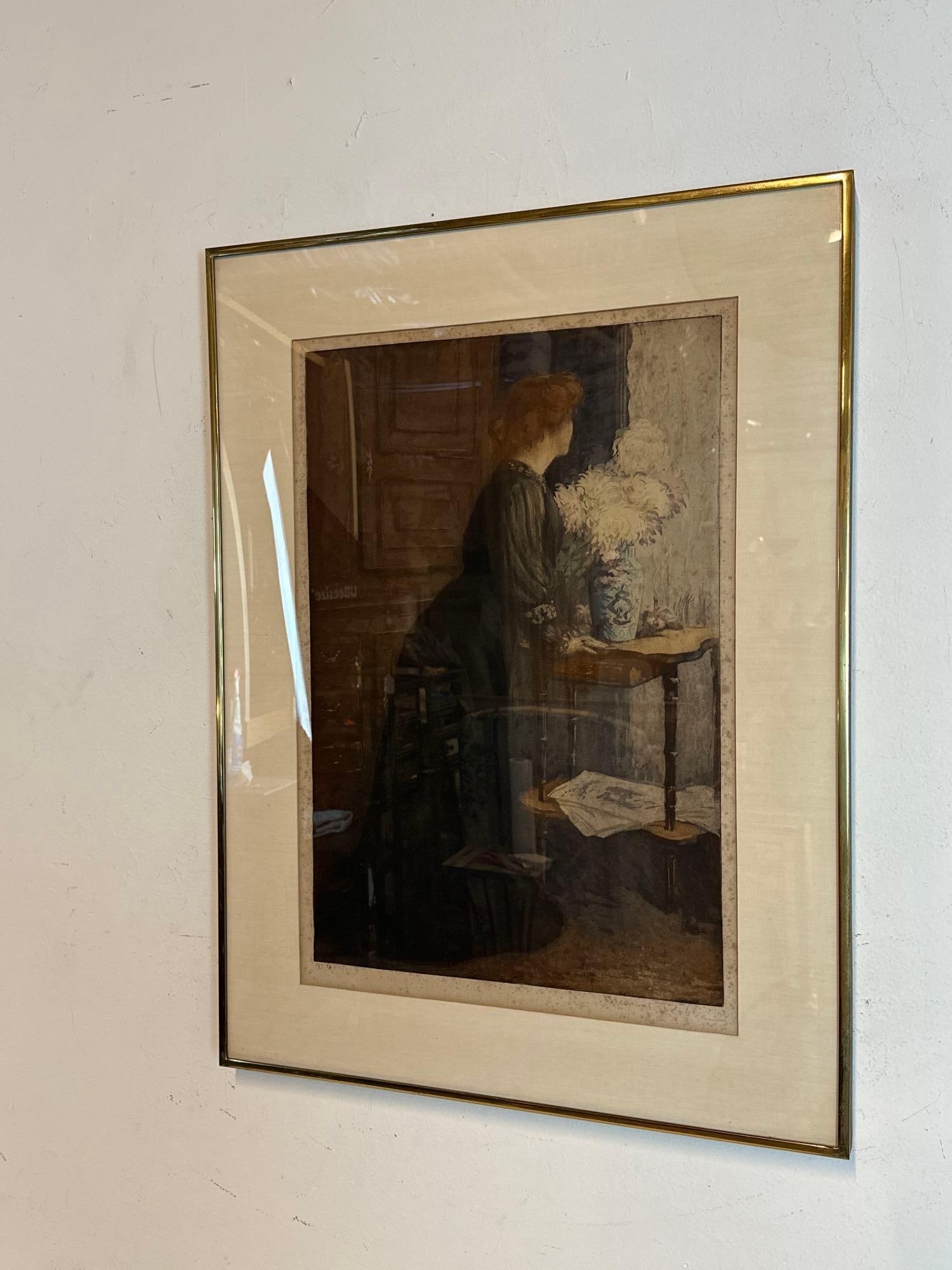 MANUEL ROBBE HAND TINTED ETCHING SIGNED - 4