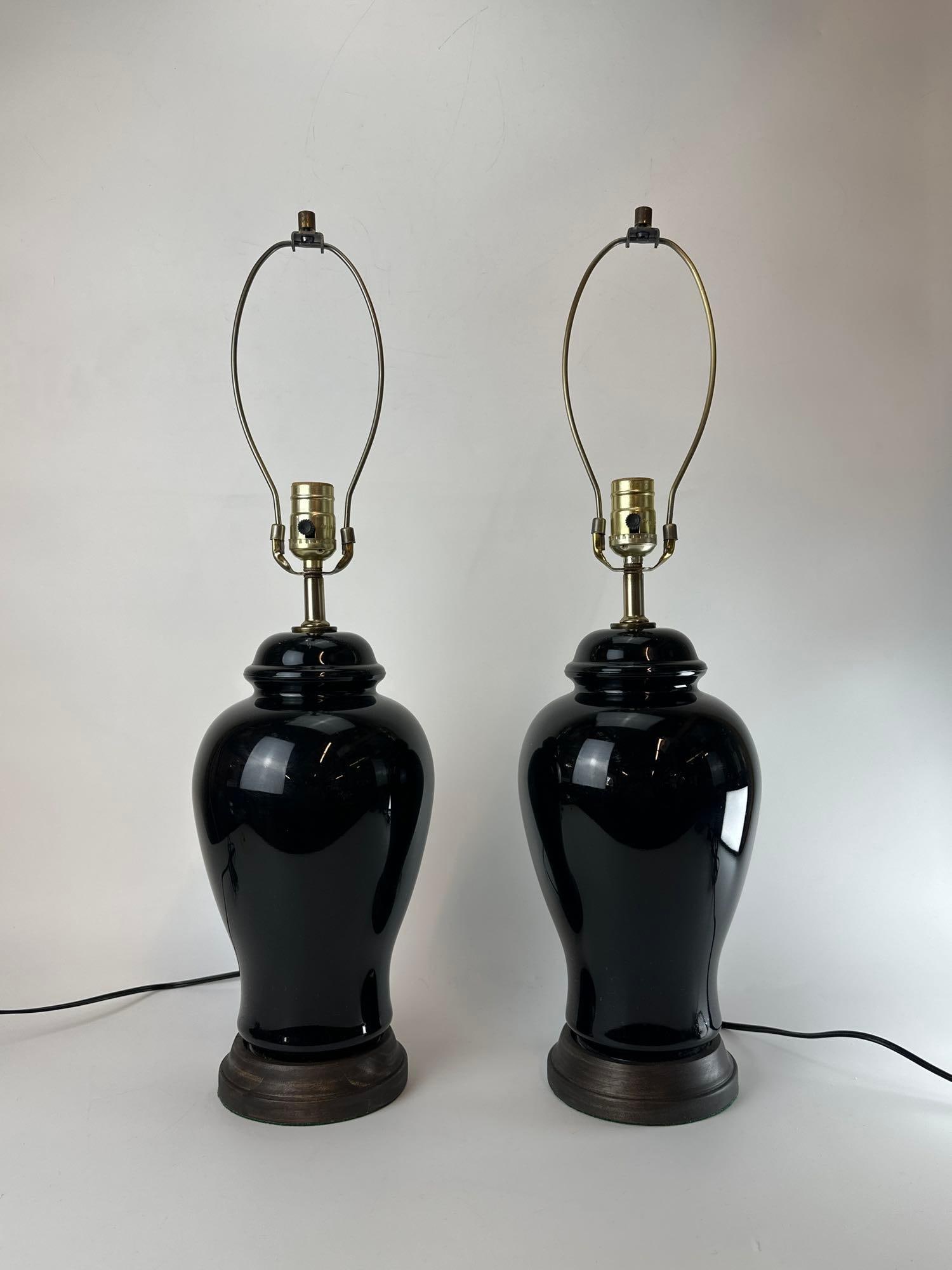 PAIR OF BLACK OPALINE GLASS TABLE LAMPS (1 of 7)