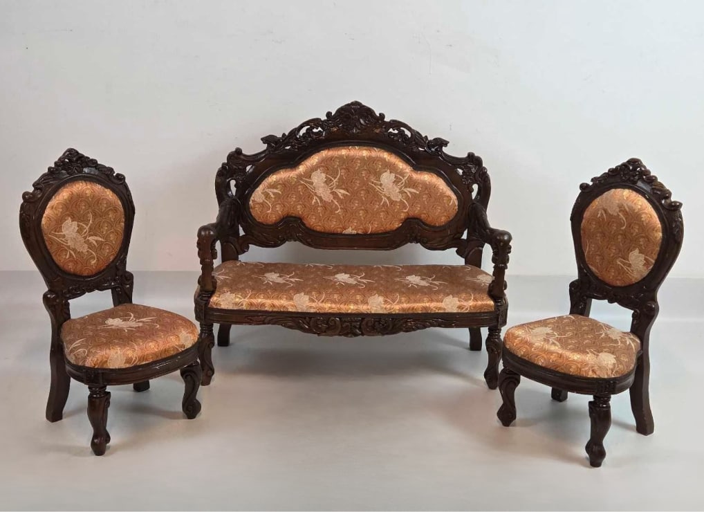 BELTER STYLE VICTORIAN ROCOCO REVIVAL MINIATURE PARLOR SET (1 of 18)