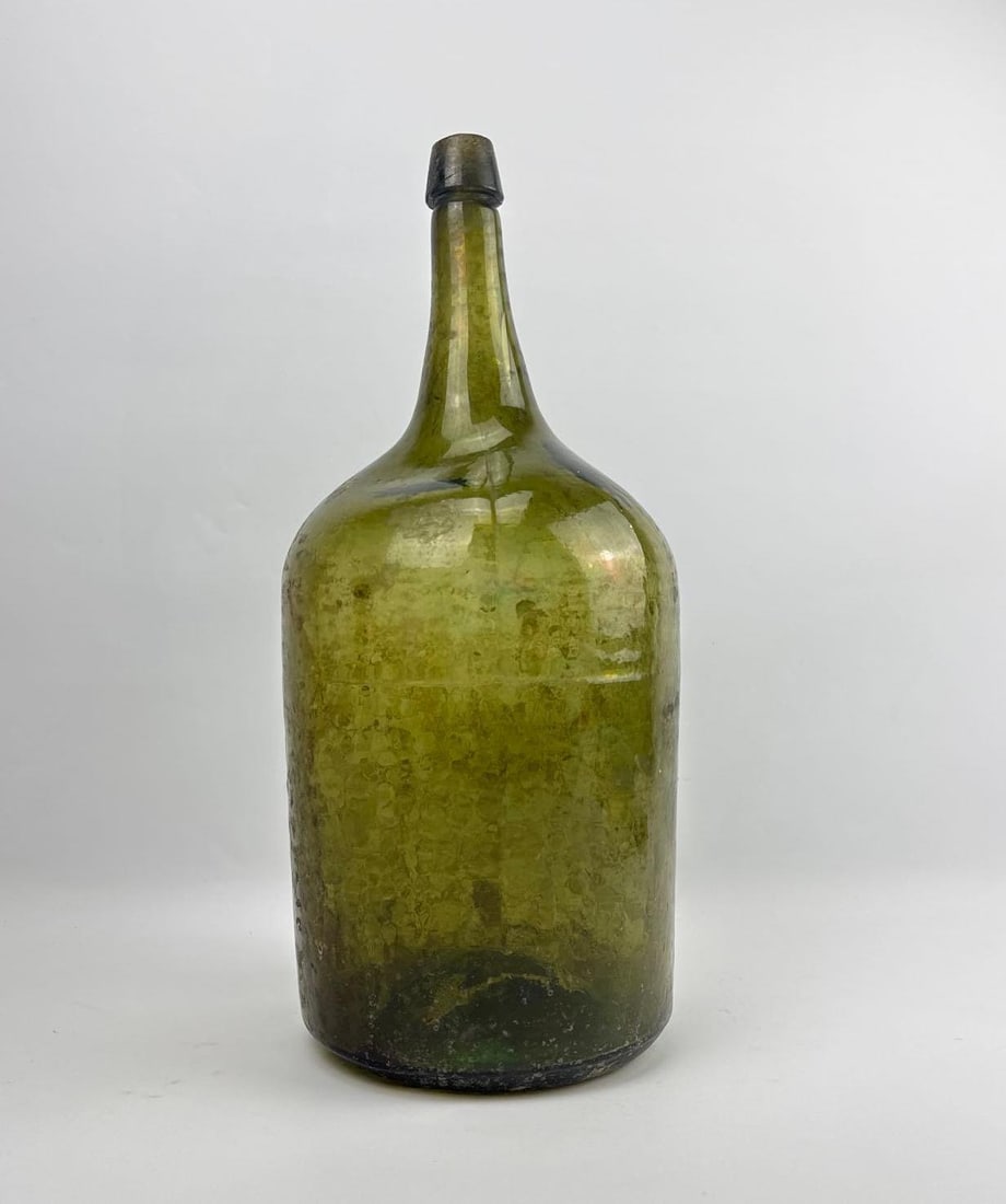 ANTIQUE GREEN GLASS DEMIJOHN BOTTLE (1 of 8)