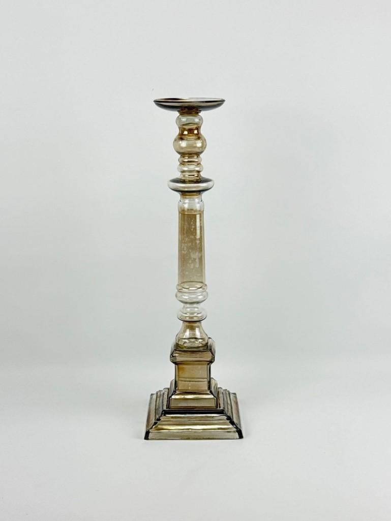 MURANO STYLE SMOKED AMBER ART GLASS CANDLESTICK (1 of 12)