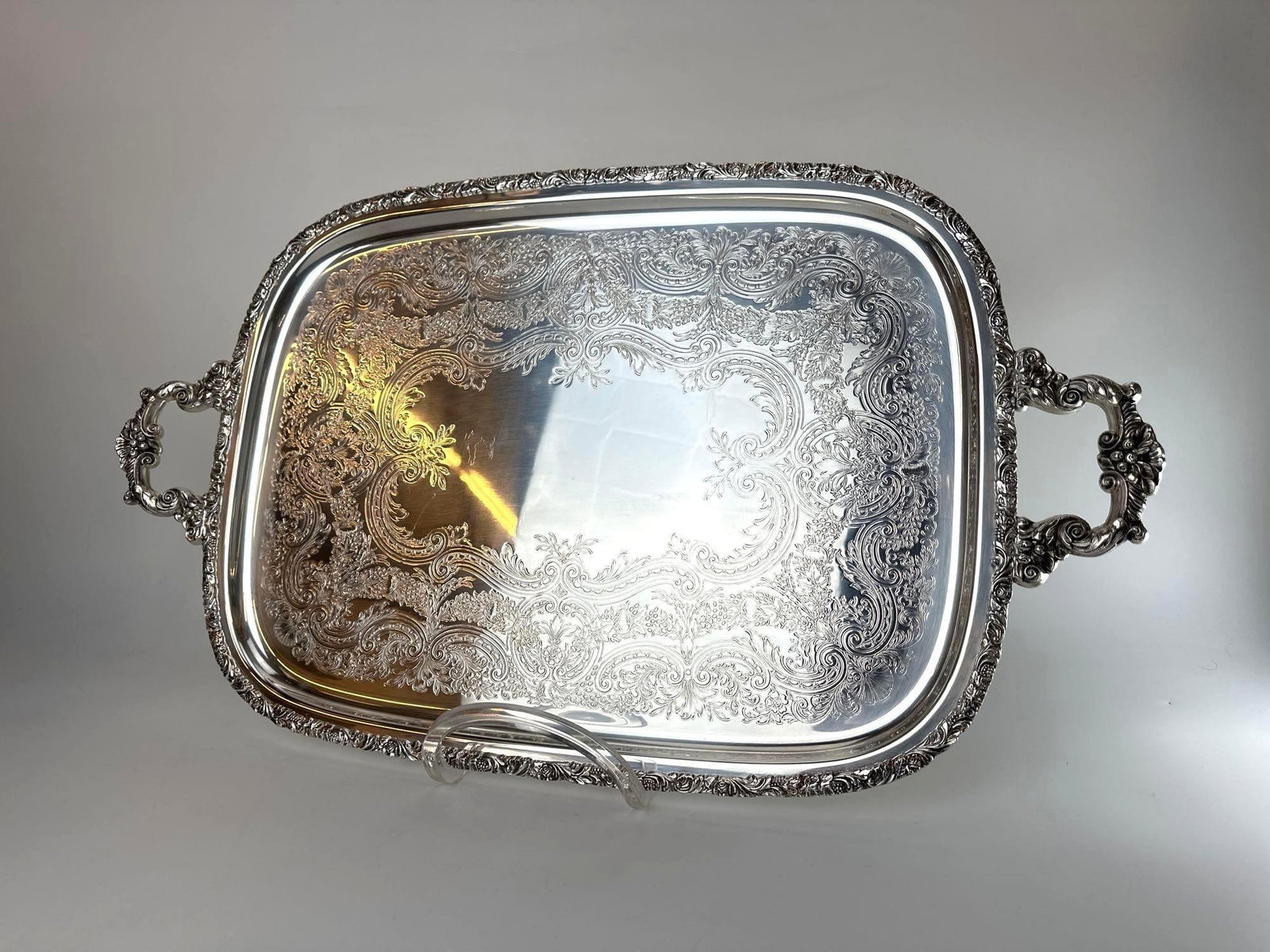 LARGE SILVER PLATE E.G. WEBSTER & SON TRAY, PATTERN #3291 (1 of 11)