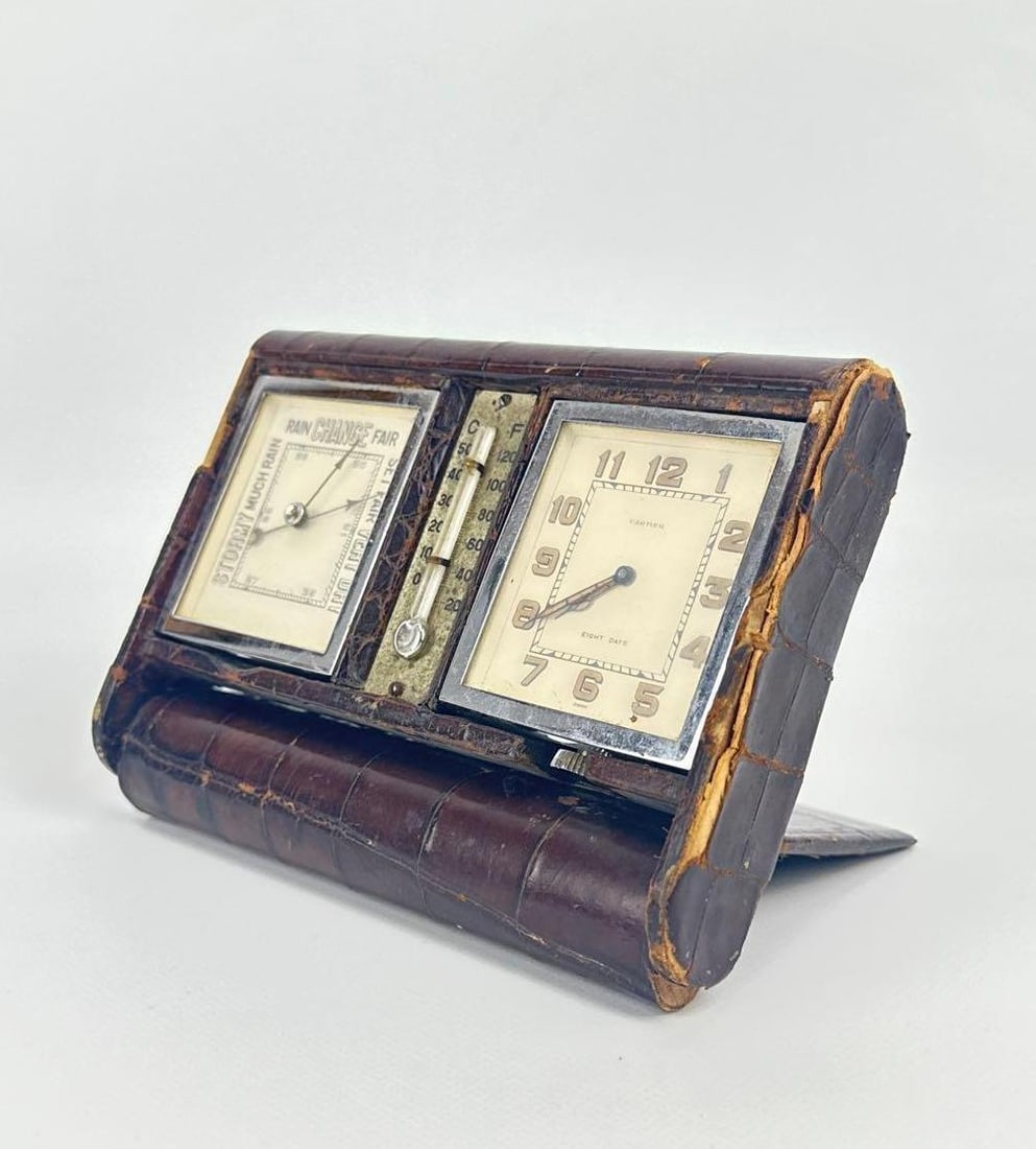 ANTIQUE CARTIER FOR JAEGER-LECOULTRE CROCODILE DESK COMPENDIUM (1 of 12)