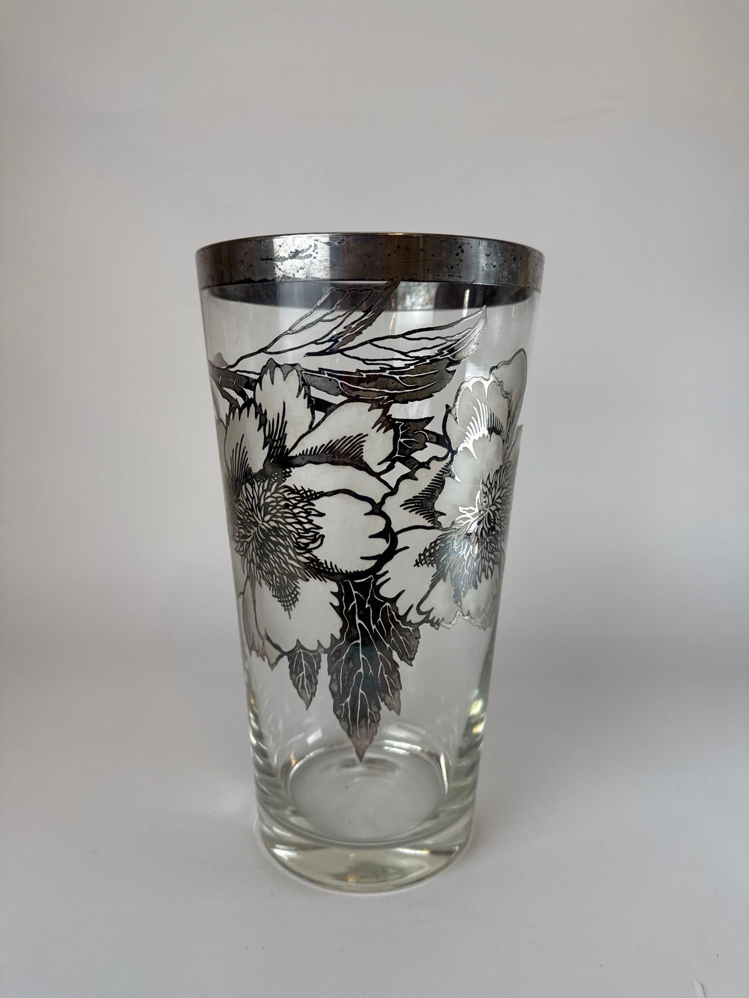 ROCKWELL SILVER CO. LARGE GLASS VASE WITH SILVER OVERLAY (1 of 6)