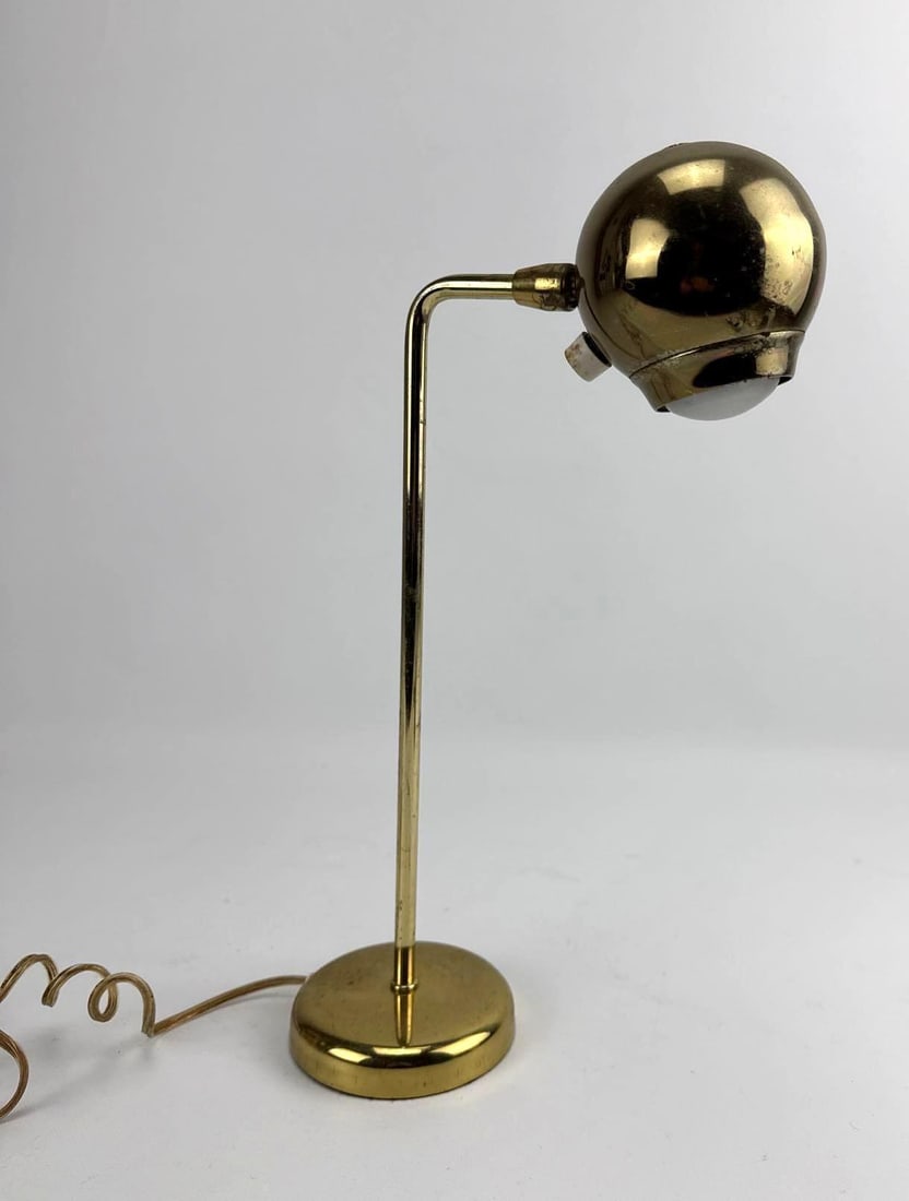 VINTAGE BRASS EYEBALL ORB DESK LAMP IN STYLE OF ROBERT SONNEMAN (1 of 7)