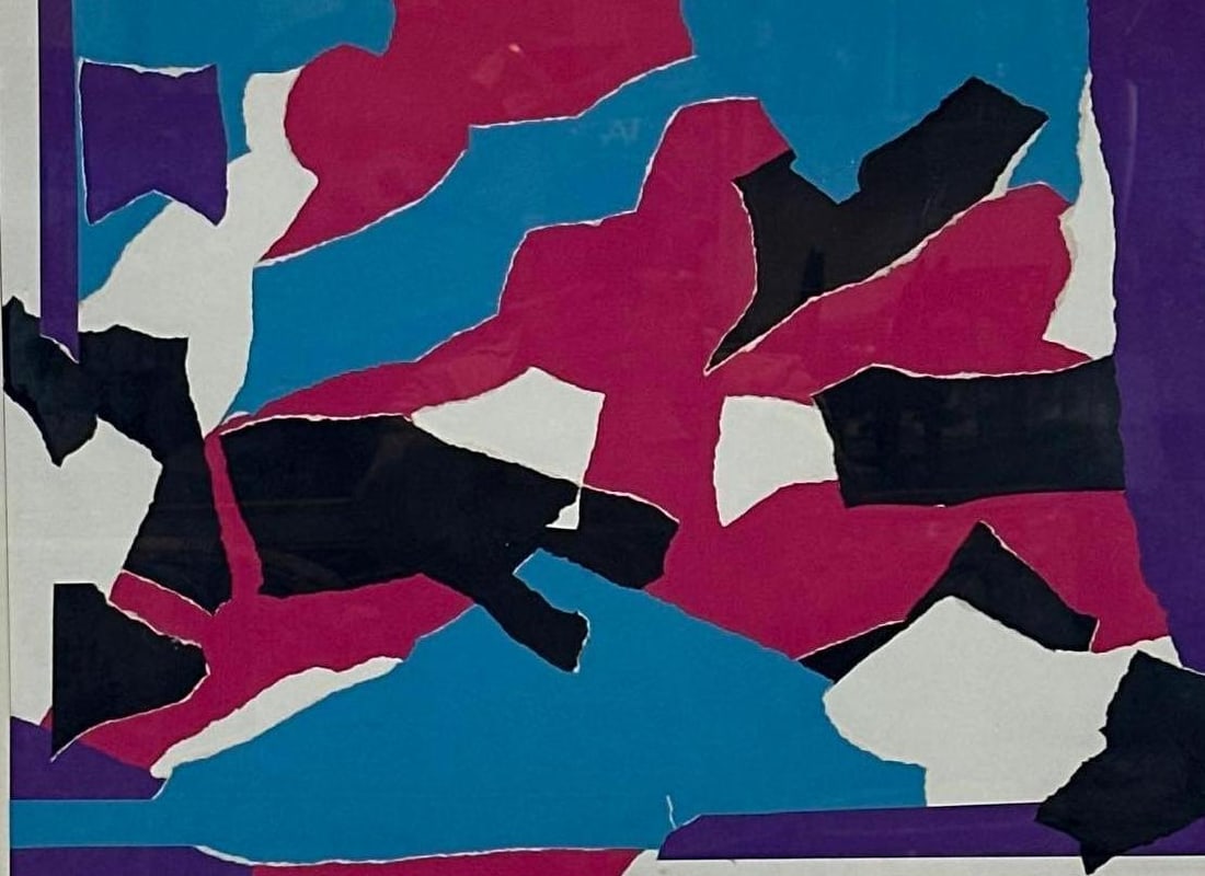 JEAN KNOX (AMERICAN, 20TH CENTURY) SIGNED 1974 ABSTRACT PAPER COLLAGE (1 of 10)