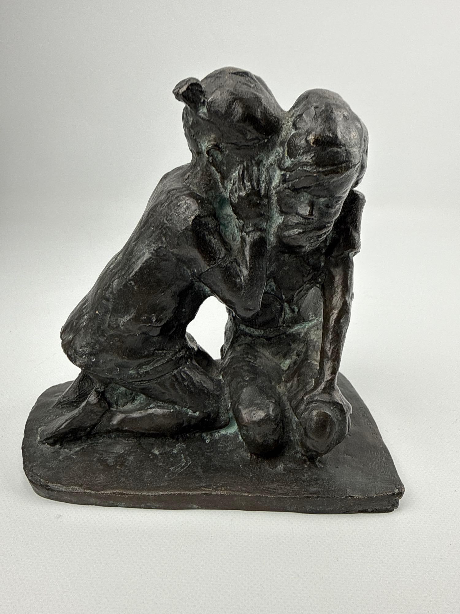 R. DALLA LASTA SIGNED BRONZE SCULPTURE OF TWO CHILDREN (1 of 7)