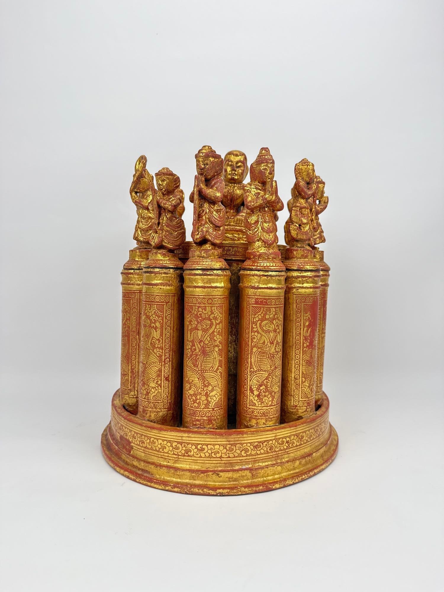 VINTAGE GOLD LEAF BURMESE LACQUERWARE MEDICINE BOX (1 of 15)