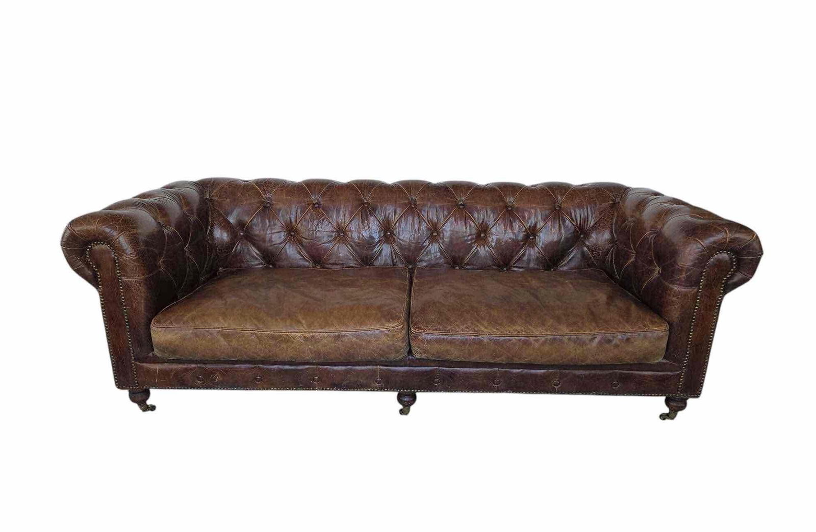 VINTAGE DISTRESSED LEATHER CHESTERFIELD SOFA (1 of 18)