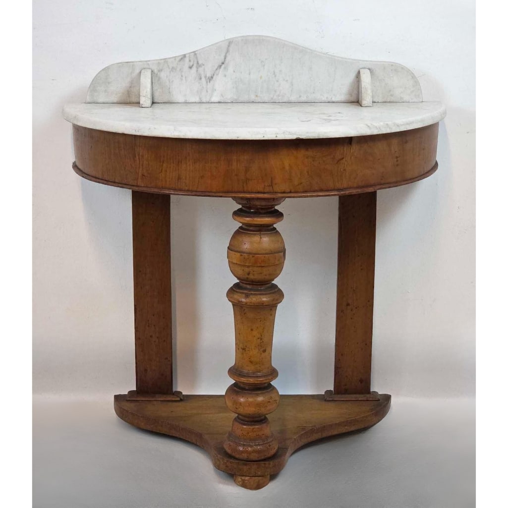 ANTIQUE MARBLE TOP DEMILUNE CONSOLE (1 of 2) (1 of 8)