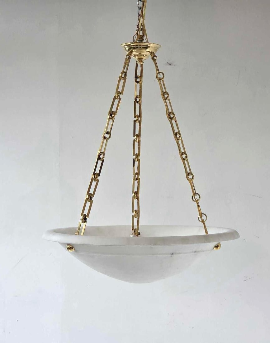 ALABASTER BOWL PENDENT LIGHT FIXTURE (1 of 10)