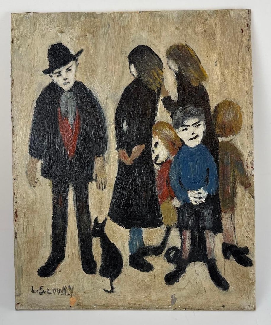 OIL ON CANVAS BOARD GENRE SCENE L.S. LOWRY UNVERIFIED (1 of 6)